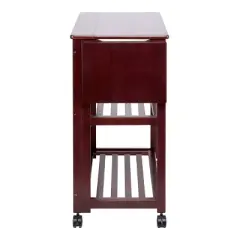 38" 2 Shelves Rubberwood Kitchen Cart with Knife Holder and Folding Frame Brown - The Urban Port