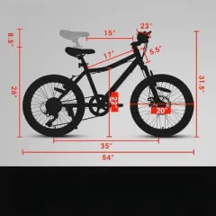 INFURNIC Bicycles, 20 Inch Mountain Bike for Kids, 21-Speed Mountain Bike with Rear V-Brake, White, 54"*23"*31.5"