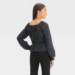 Girls' Long Sleeve Ruched Waist Blouse Top - art class&trade;