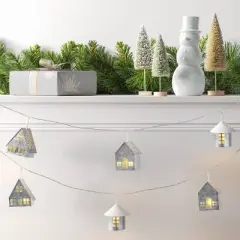 8ct LED Battery Operated Christmas Metal Village Novelty String Lights Warm White with Clear Wire - Wondershop&trade;
