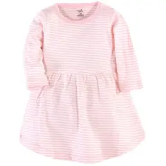 Touched by Nature Baby and Toddler Girl Organic Cotton Long-Sleeve Dresses 2pk, Floral Dot