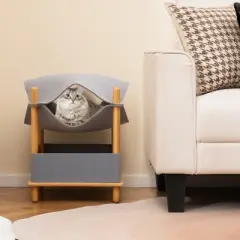 Tangkula 2-Tier Elevated Cat Bed Cat Tower w/ Dual-Layer Felt Fabric Top Condo Hammock