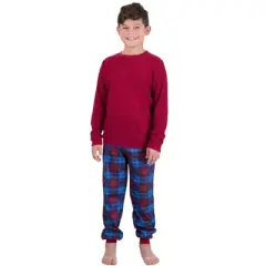 Sleep On It Boys 2-Piece Plaid Pajama Set - Red