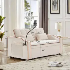 NicBex Modern Pull Out Sofa Bed Convertible Sofa Couch with Adjustable Back, USB Port and Swivel Phone Stand for Living Room