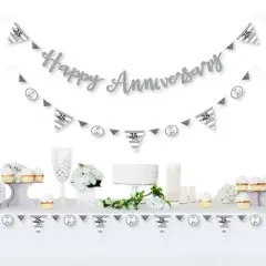 Big Dot of Happiness We Still Do - 25th Wedding Anniversary - Party Letter Banner Decoration - 36 Banner Cutouts and Happy Anniversary Banner Letters