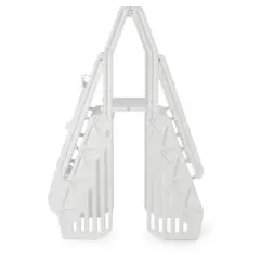Vinyl Works AF Adjustable 24 Inch Ladder for Above Ground Swimming Pools with Secure Gate Closure and 2 Deck Mount Flanges, White