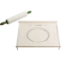 Mrs. Anderson&rsquo;s Baking Non-Stick Pastry Cloth Frame and Rolling Pin Cover Set, Collapsible with Printed Measurement Guides, 20-Inches x 20-Inches