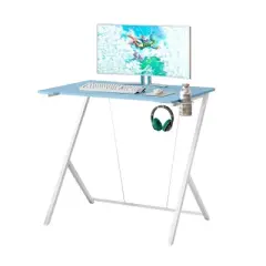 NicBex Home Office Desk 47.25" L Morden Gaming Desk with Headphone Holder, Cup Holder, Desktop Shelves, Wooden Desktop and Metal Legs for Game