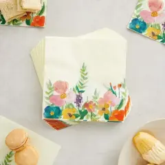 Blue Panda 100 Pack Vintage Style Floral Paper Napkins, 2-Ply, 6.5x6.5&rdquo;, Napkins for Bridal Shower, Tea Party, & Wedding