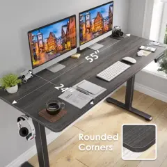 Lirago Black Electric Standing Desk 55x24 Splice Board Carbon Steel Frame 170LB Capacity Height Adjustable