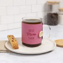Pavilion Gift Company - Mom - 16 oz Wrapped Glass Mug with Coaster Lid - Drinkware