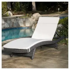 Salem Gray Wicker Adjustable Chaise Lounge - Ivory - Christopher Knight Home: Outdoor Furniture, No Assembly Required