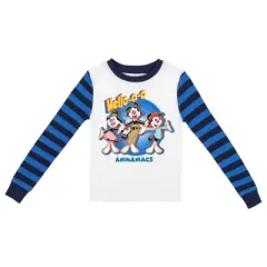 Animaniacs Character Group with Blue Stripes Youth Long Sleeve Pajama Set