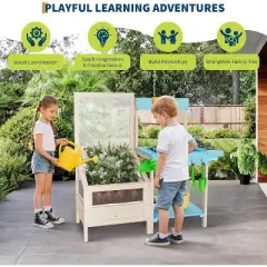 Outdoor Garden Potting Bench Table Work Station with Transparent Planter Box Raised Garden Bed 3 Side Plant Pots and Storage Shelf