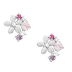 0.3 CT. T.W. Children's Fashion Cubic Zirconia Flower Statement Earrings In Sterling Silver