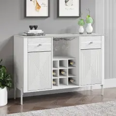 42" Wine Cabinet with Textured Patterns and Marbling Pattern Countertop - Festivo