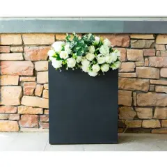 Rosemead Home & Garden, Inc. 9" Wide Kante Lightweight Modern Rectangular Concrete Outdoor Planter Pot Charcoal