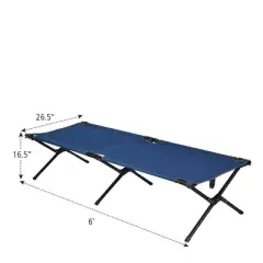 Costway Folding Camping Cot & Bed Heavy-Duty for Adults Kids w/ Carrying Bag 300LBS Blue