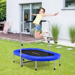 Infans 50" Trampoline for 2 People Foldable Rebouncer w/Adjustable Handrail Blue