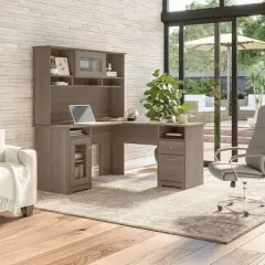Cabot 60W L Shaped Computer Desk with Hutch - Bush Furniture