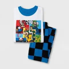 Boys' Super Mario 2pc Long Sleeve Fleece Pajama Set - Blue