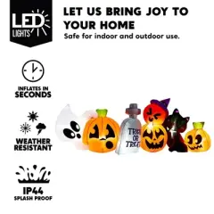 Joyfy 8 FT Long Halloween Inflatables Outdoor Decoration, Inflatable Pumpkin Ghost Cat Tombstone with LEDs for Halloween Yard Garden Lawn Decoration