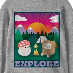 Squishmallows Explore Crew Neck Long Sleeve Gray Youth Tee
