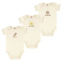 Touched by Nature Organic Cotton Bodysuits 3pk, Peanut