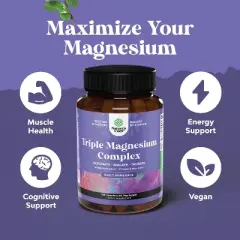 Triple Magnesium Complex, High Absorption Magnesium Taurate & Glycinate Malate Magnesium Blend for Sleep, Muscle, Bone, & Mood, Nature's Craft