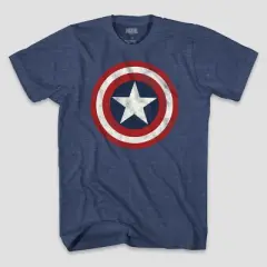 Men's Marvel Captain America Logo Short Sleeve Graphic T-Shirt - Denim Heather