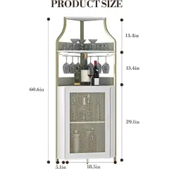 Homfan 5-Tier Corner Bar Cabinet with Lights, Adjustable Shelves & Glass Doors - Home Liquor Wine Display