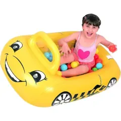 Pool Central Inflatable Kiddie Car Ball Pit Pool Float - 46" - Yellow