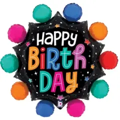 LoonBalloon 31 Inch Colorful Circles Birthday Balloon and 4 Latex Balloons Set- Festive & Fun