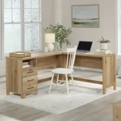 Sauder Rosedale Ranch L Desk with File Drawer Timber Oak