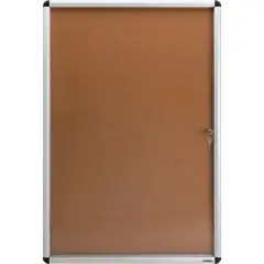Lorell - Enclosed - Cork Bulletin Board - Aluminum Frame - Natural Cork Surface - 36 in. x 24 in. - 1 Each
