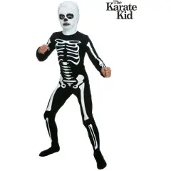HalloweenCostumes.com Kids Karate Kid Skeleton Bodysuit Halloween Costume | Black and White Skeleton Bodysuit