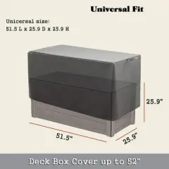 Akefit Patio Deck Box Cover Waterproof UV Resistant Grey 52 Inch