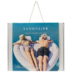 Sunnylife Lie-On Twin Float - Stole My Heart Pink Stripe, Inflatable 2-Person