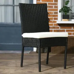 Resenkos Outdoor Dining Room Chairs, Patio Kitchen Chairs,4 PE Rattan Outdoor Dining Chairs with Cushions,Cream Cream White