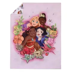 Disney Princesses Courage and Kindness Pink, Blue, and White 4 Piece Toddler Bed Set