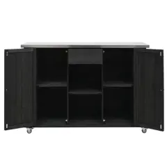 Whisen Outdoor Kitchen Island Fir Wood Kitchen Island with Stainless Steel Top