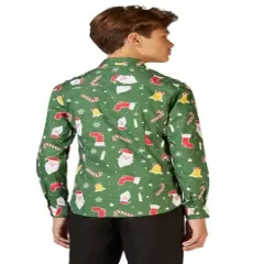 OppoSuits Teen Boys Christmas Shirt - Santaboss - Green