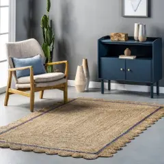 nuLOOM Tera Petals Braided Jute Area Rug