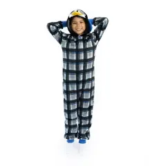 Sleep On It Boys Cool Penguin Zip-Up Hooded Sleeper Pajama with Built Up 3D Character Hood