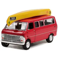 1969 Ford Club Wagon Van Red w/Canoe on Roof "Care Will Prevent 9 Out Of 10 Forest Fires!" 1/64 Diecast Model Car by Greenlight