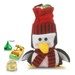 Christmas Candy Gift for Kids Little Red Penguin Bag 1/2lb Hershey's Chocolate Holiday Mix (approx. 30 Pcs Candy) - 7" Tall