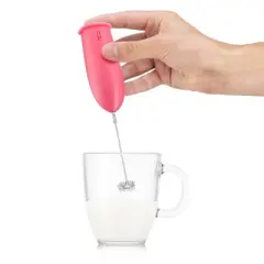 Bodum Schiuma Milk Frother Pink: Handheld Frother Wand for Coffee, Battery-Powered Mixer, Stainless Steel & Plastic