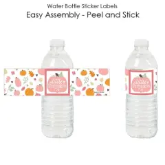 Big Dot of Happiness Girl Little Pumpkin - Fall Birthday Party or Baby Shower Water Bottle Sticker Labels - Set of 20