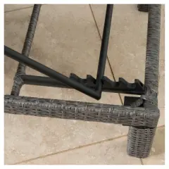 Puerta Set of 2 Wicker Chaise Lounge: Weather-Resistant Iron Frame & Gray Cushions - Christopher Knight Home