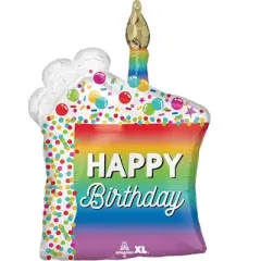 LoonBalloon 28 Inch Rainbow Cake Slice Birthday Balloon with 4 latex balloons- Festive & Fun